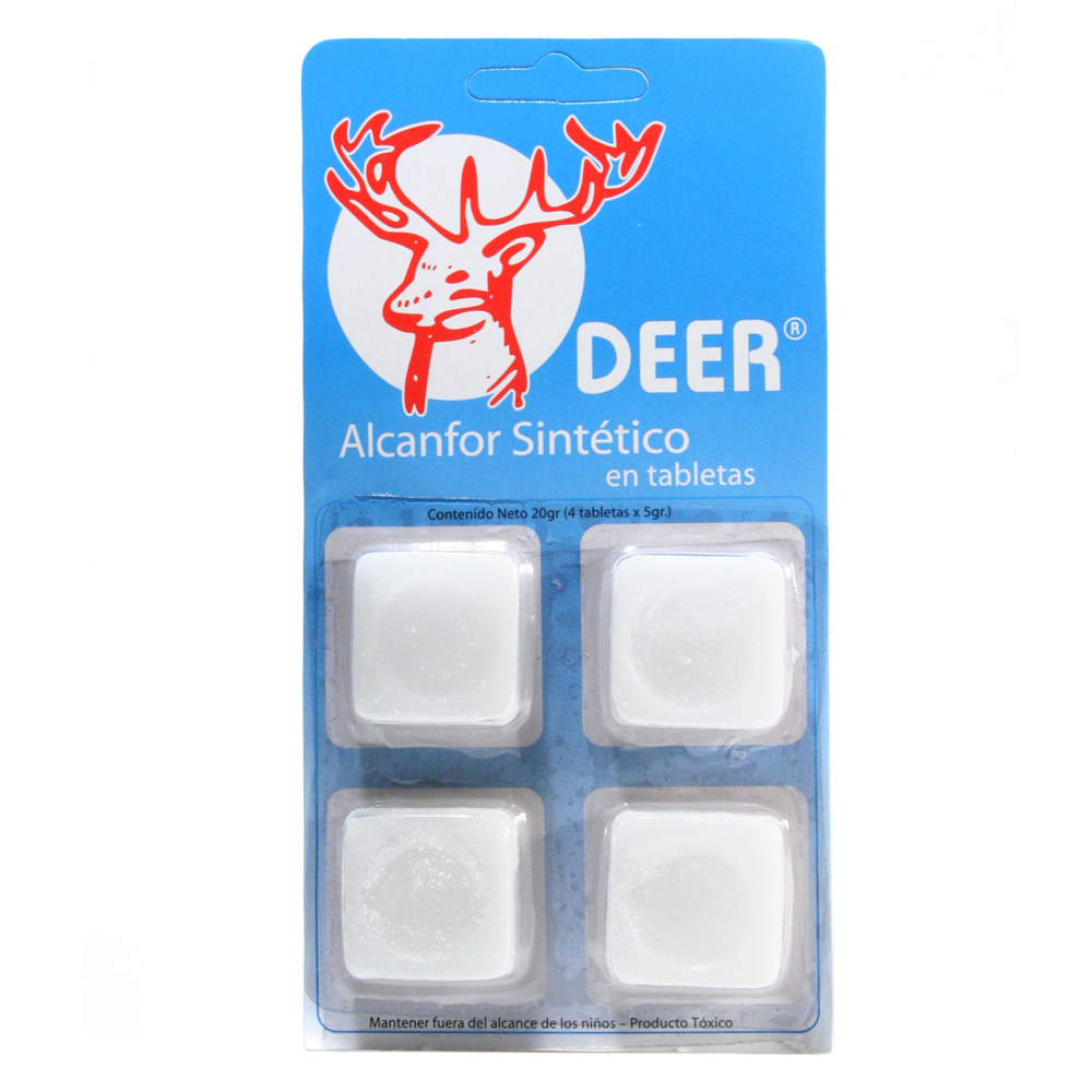 Alcanfor Sintetico Blister x 4 Tabletas Marca Deer Farmacia del Hospital