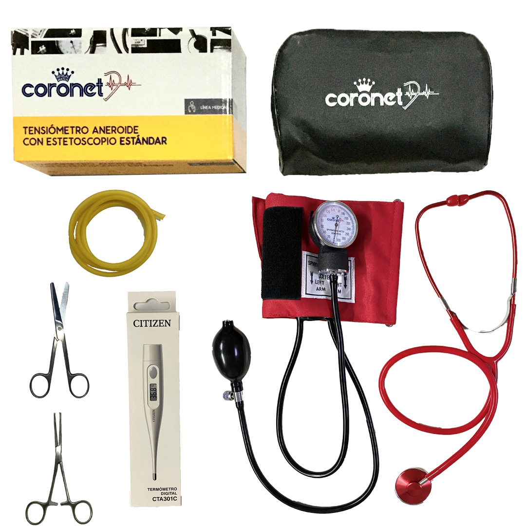 Coronet Kit / Set De Enfermería Con Tensiometro A Colores (Rojo)