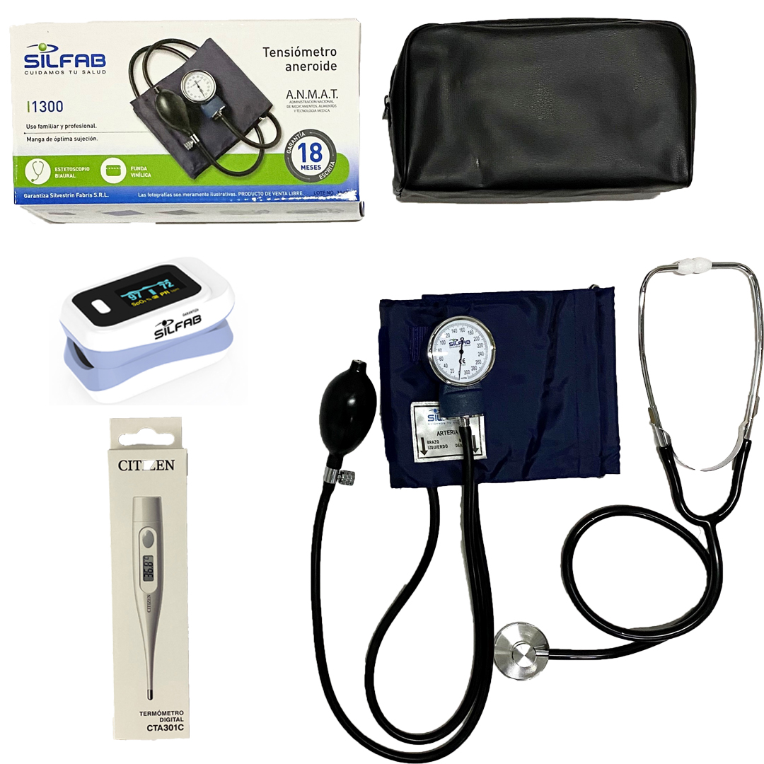Silfab Kit / Set de Enfermeria Oximetro Con Curva Tensiometro Termometro