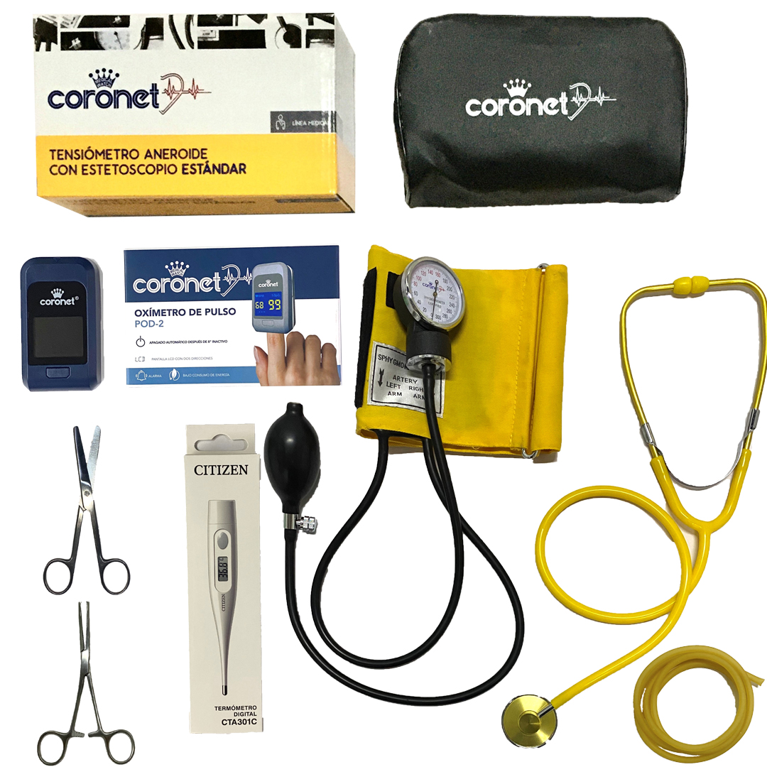 Coronet Kit / Set De Enfermeria Super Completo Colores Con Oximetro (Amarillo)