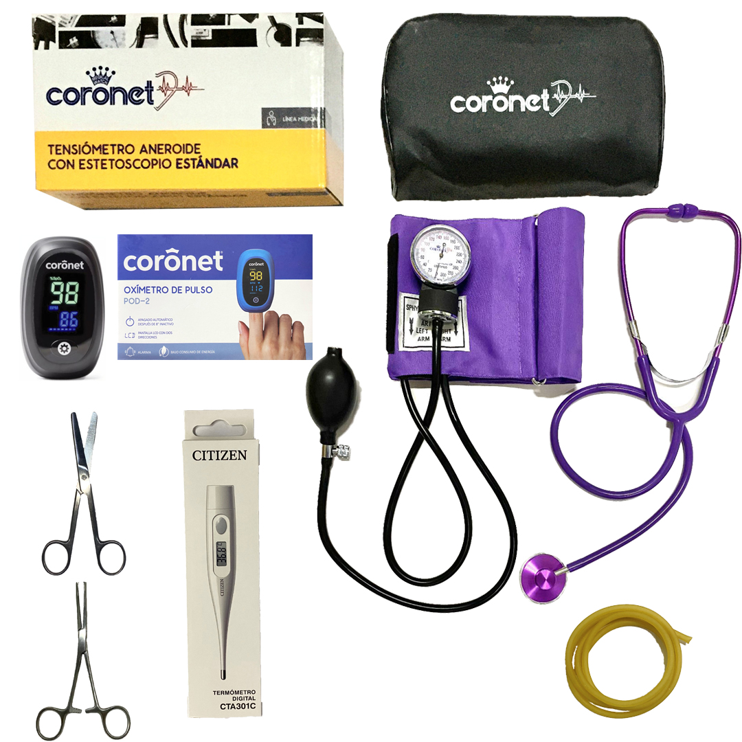Coronet Kit / Set De Enfermeria Super Completo Colores Con Oximetro (Violeta)