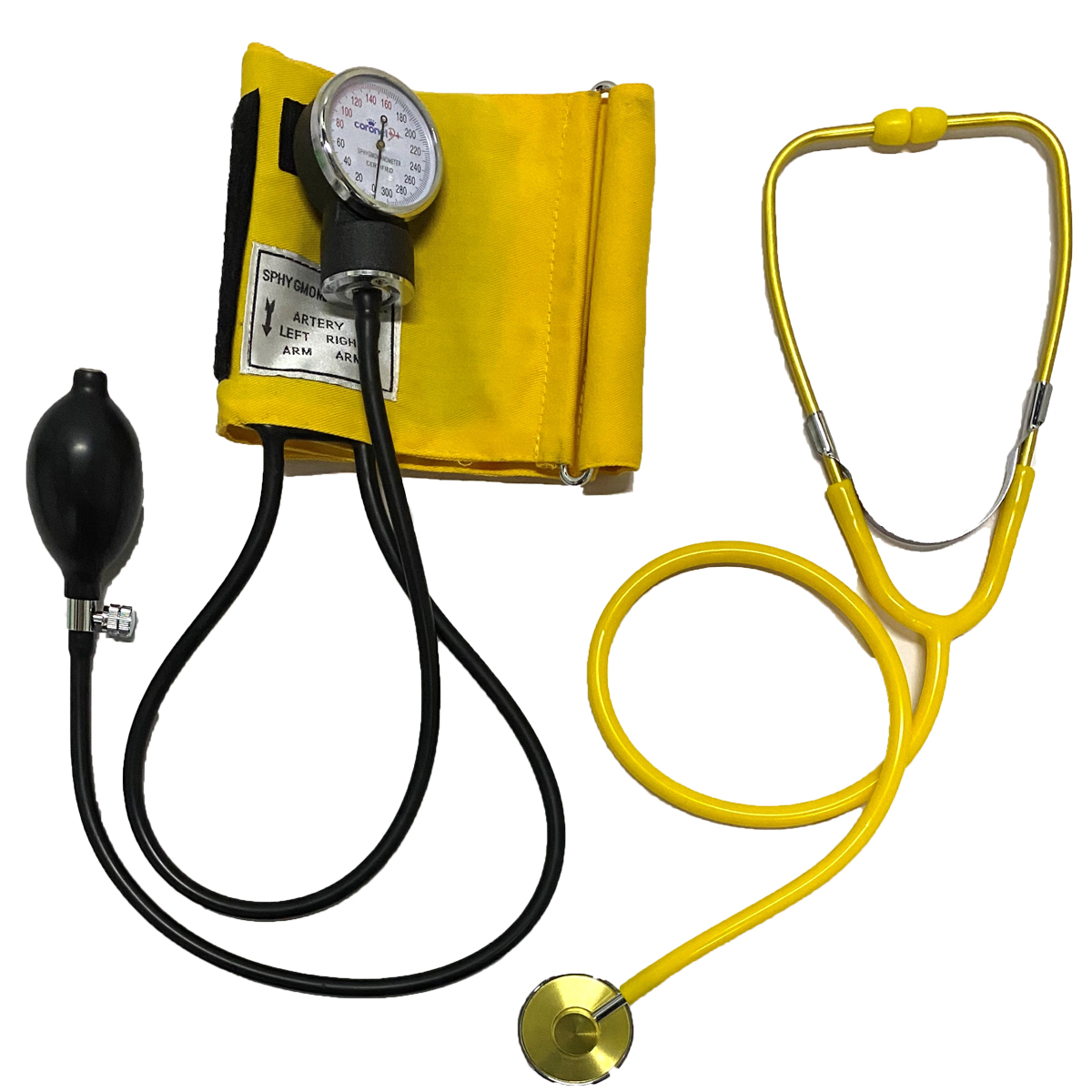 Coronet Tensiometro Aneroide Coronet Con Estetoscopio (Color Amarillo)