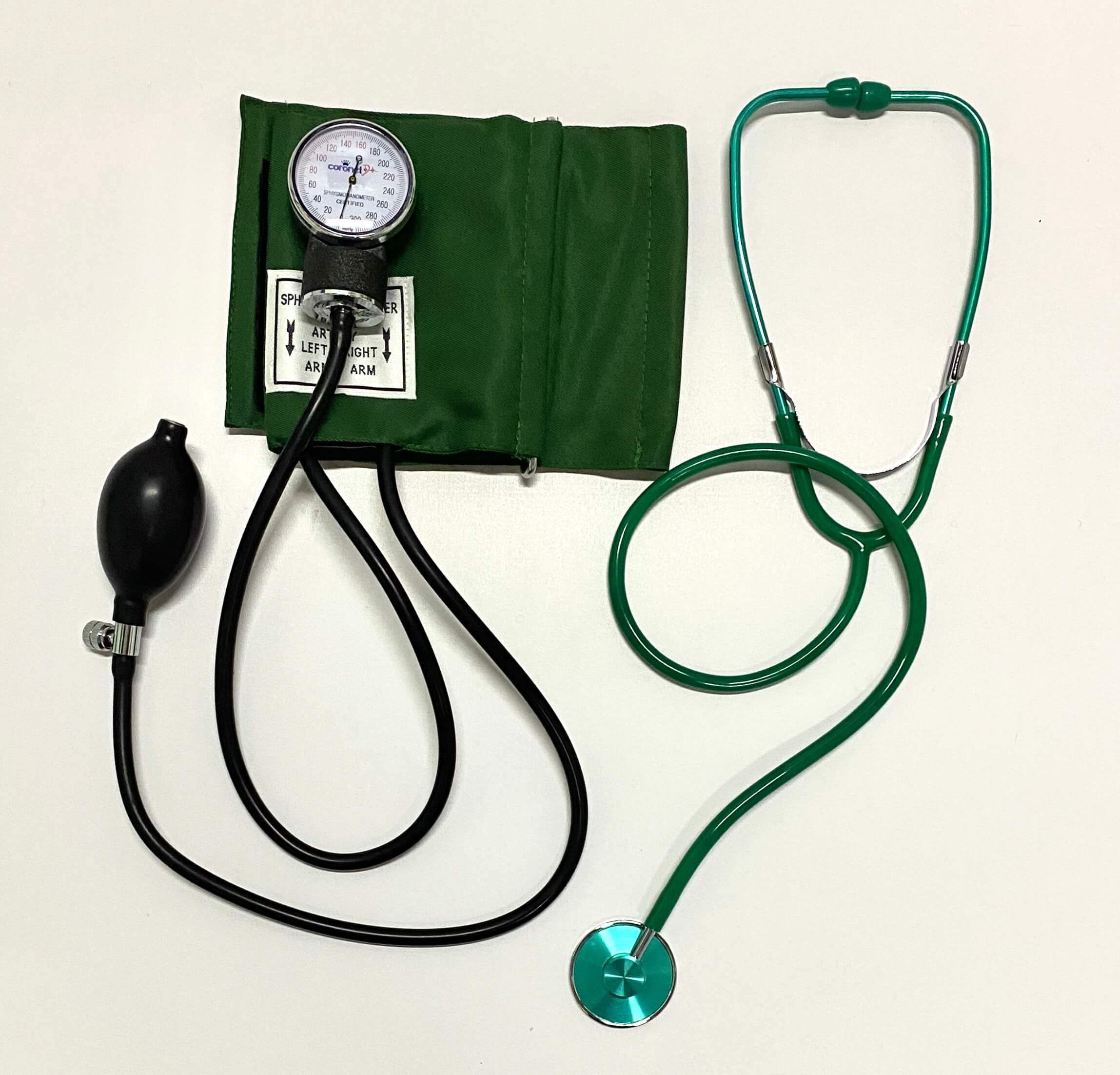 Coronet Tensiometro Aneroide Coronet Con Estetoscopio (Color Verde)